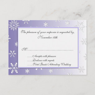 Lavender Winter Snowflakes Mariage Cartes de répon