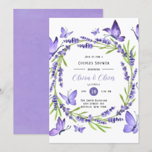 Lavender Wisteria and Butterflies Couples Shower Kaart