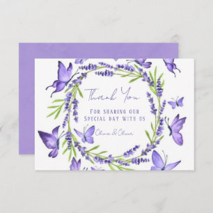 Lavender Wisteria & Butterflies Weddenschap Bedankkaart