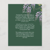 Lavender WISTERIA Emerald Green All-in-1 Wedding Flyer (Achterkant)