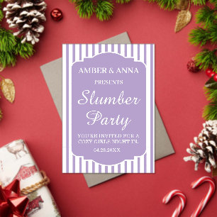 LAVENDER WITTE GEpersonaliseerde NAAM SLUIMERPARTY Acryl Uitnodigingen