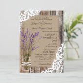 Lavender Wood Lace Rustic Wedding Kaart (Staand voorkant)
