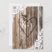 Lavender Wood Lace Rustic Wedding Kaart (Achterkant)