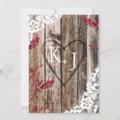 Lavender Wood Lace Rustic Wedding Kaart (Achterkant)