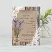 Lavender Wood Lace Rustic Wedding Kaart (Staand voorkant)