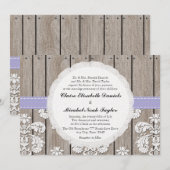 Lavender Wood Lace Wedding Invitations Kaart (Voorkant / Achterkant)