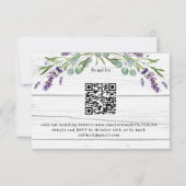 Lavender wood mariage menu QR code réponse RSVP (Dos)