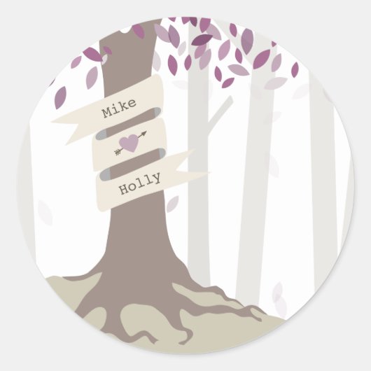 Lavender Woodland Wedding Ronde Sticker (Voorkant)
