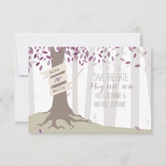 Lavender Woodland Wedding Save the Date (Voorkant)