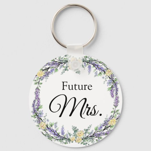 Lavender Yellow Rose en Eucalyptus Sleutelhanger (Voorkant)