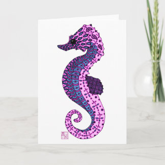  lavender Zen Tangle Seahorse Ocean Art Kaart