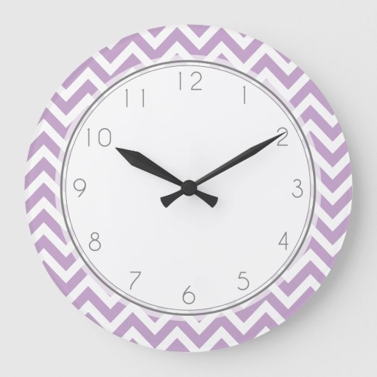 Lavender Zigzag Stripes Patroon Grote Klok (Voorkant)