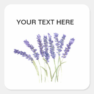 Lavenderbloemen waterverf rustige kruiden vierkante sticker
