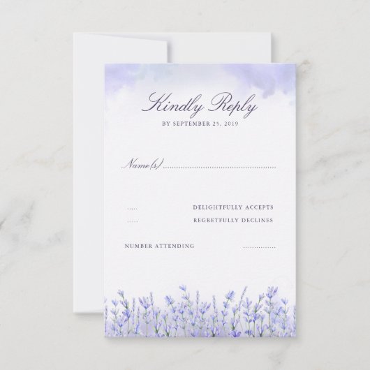 Lavenders Field Floral Purple Wedding RSVP (Devant)