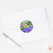 Lavendervelden tekenen ronde sticker (Envelop)