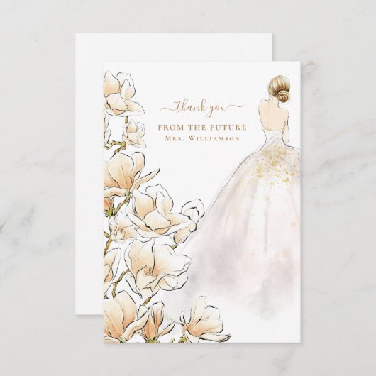 L'avenir de la mariée Magnolia Mme Carte de remerc (Devant / Derrière)