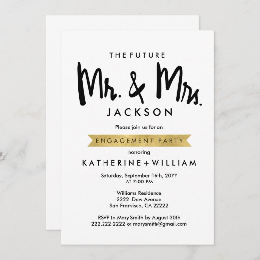 L'avenir M. et Mme Invitation du parti Engagement (Devant / Derrière)