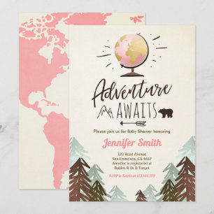 L'aventure attend Baby shower invitation Vintage G