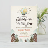 L'aventure attend le invitation de Baby shower Vin (Debout devant)