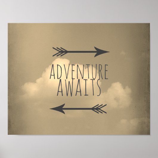 l'aventure attend poster sépia ciel et nuage (Devant)