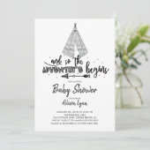 L'aventure commence Baby shower Invitation (Debout devant)