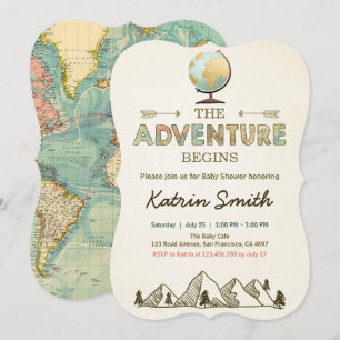 L'aventure commence Baby shower invitation Carte G