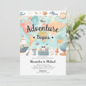 L'aventure commence Carte Couples Baby shower neut (Debout devant)