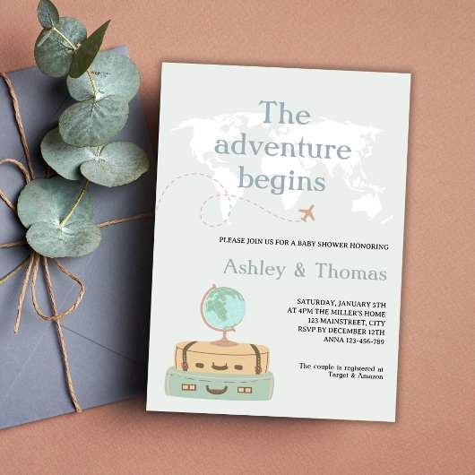 L'aventure commence Carte du monde Baby shower de 