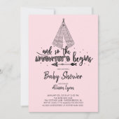 L'aventure commence filles Baby shower Invitation (Devant)