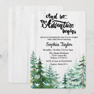 L'aventure commence Invitation pour Baby Shower