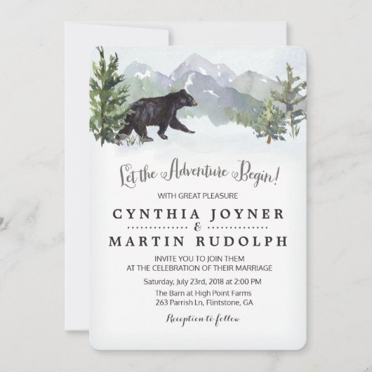 L'aventure commence la Faire-part de mariage rusti (Devant)