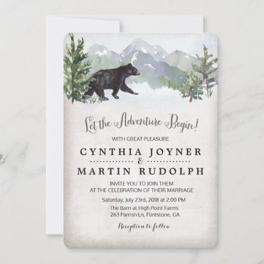 L'aventure commence la Faire-part de mariage rusti (Devant)