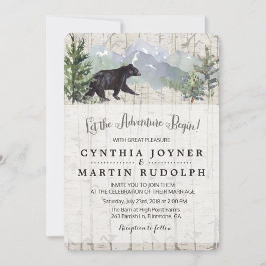 L'aventure commence la Faire-part de mariage rusti (Devant)