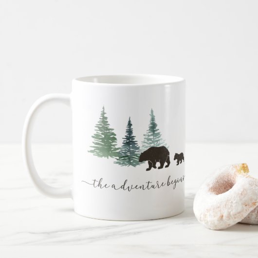 L'aventure commence maman et bébé ours café Mug (Avec donut)