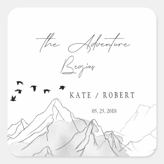 L'aventure commence Mariage élégant Sticker (Devant)