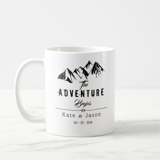 L'aventure commence | Mug Mariage rustique (Gauche)