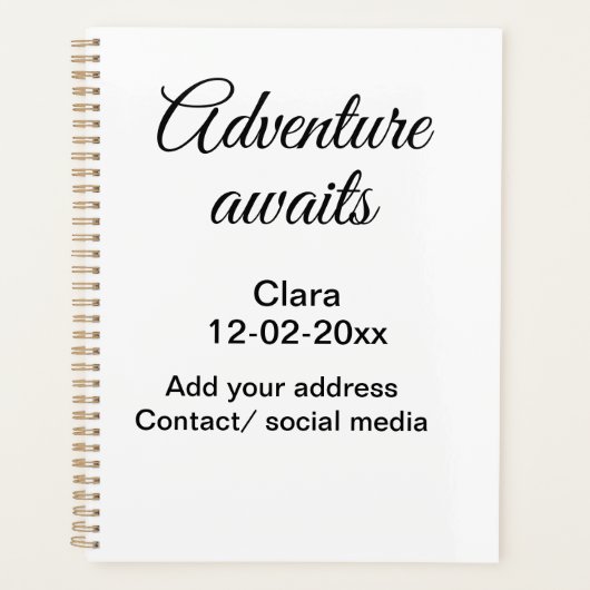 L'aventure commence nom date année lieu (Devant)
