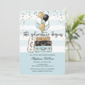 L'aventure commence une invitation Baby shower (Debout devant)