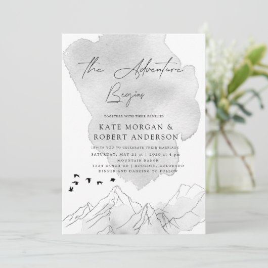 L'aventure commence une invitation de mariage élég (Debout devant)