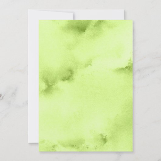 Laver à l'aquarelle | Faire-part de mariage vert (Dos)