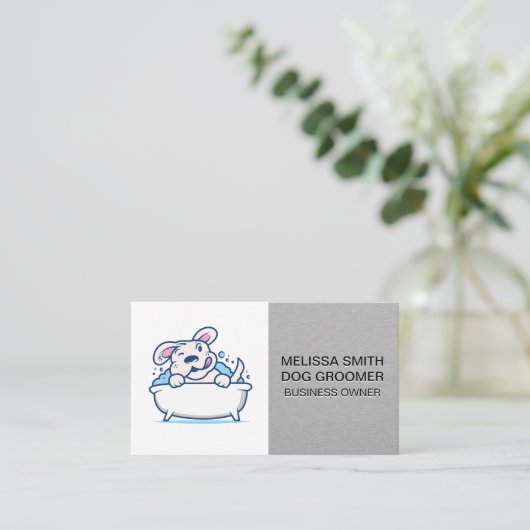 Laver le chien | Carte de rendez-vous en métal élé (Debout devant)