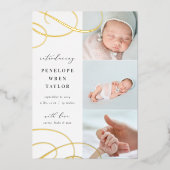 Laver | Multi Photo Gold Foil Faire-part de naissa (Recto)