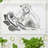 Laver Peinture Singe Année Zodiac Serviette de cui (Plié)