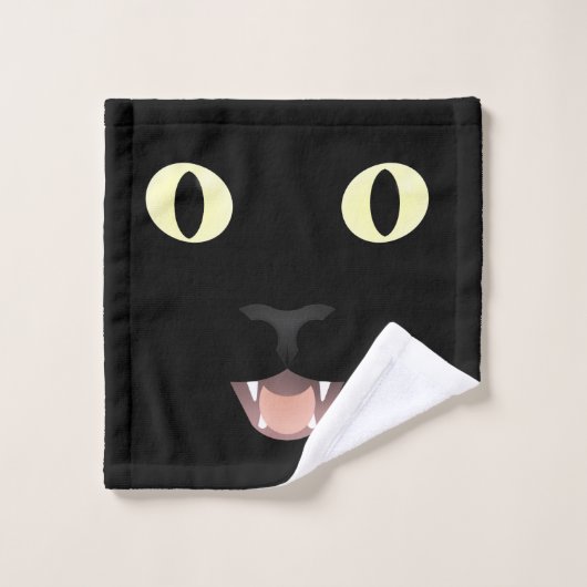 Lavette de visage de chat noir (Gant de toilette)