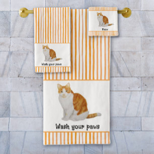 Lavez Vos Pâtes Orange Chat Aquarelle Bandes