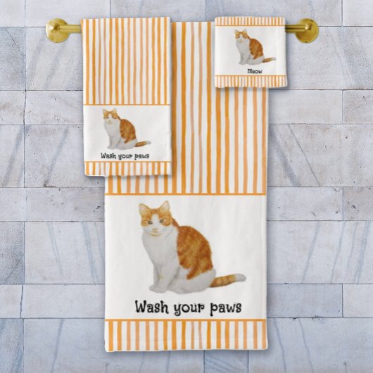 Lavez Vos Pâtes Orange Chat Aquarelle Bandes