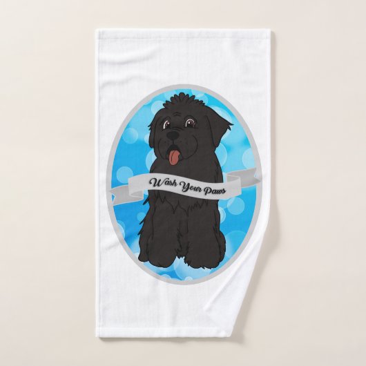 Lavez vos pattes Terre-Neuve noir bave (Serviette à main)