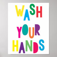 Lavez-vous la main Poster Salle de bain Enfants Co