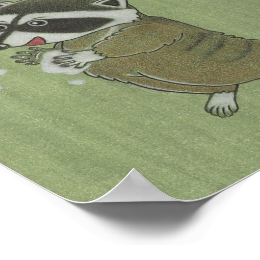 "Lavez-vous les mains" Poster animal Raccoon (Coin)