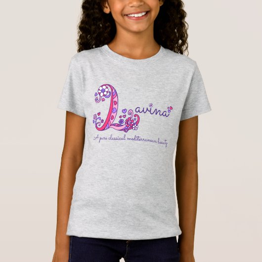 Lavina-naam en betekenis van babymeisjeskleding t-shirt (Voorkant)